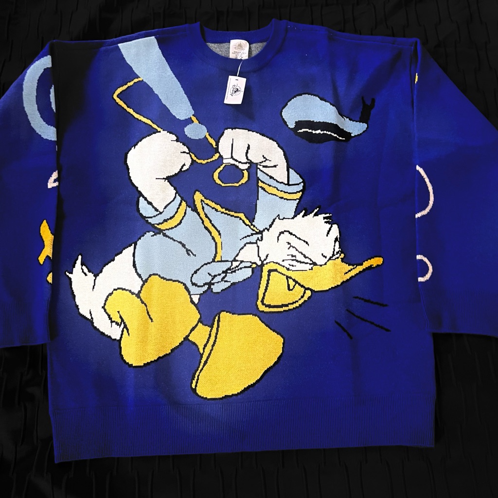 Large Disney Parks Donald Duck Sweater Knit Adult Unisex Mens Womens